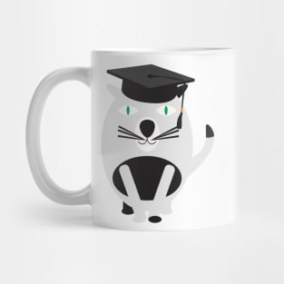 Black White Cat with Graduation Hat Mug